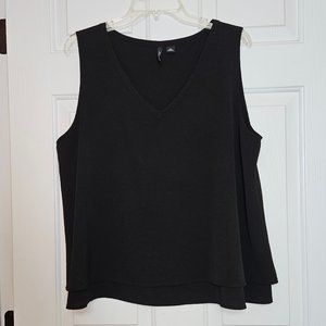PXL Black V-Neck Sleeveless Layered New Direction Petite Top Blouse